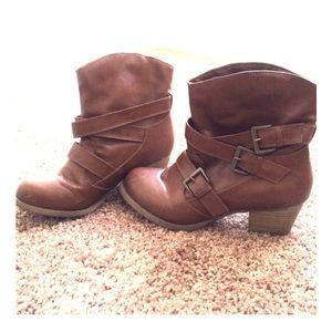 Gently worn tan boots